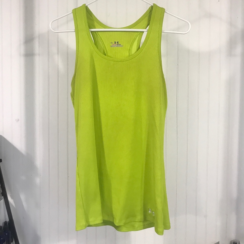 Women’s under armour heat gear racer back tank top in Chartreuse